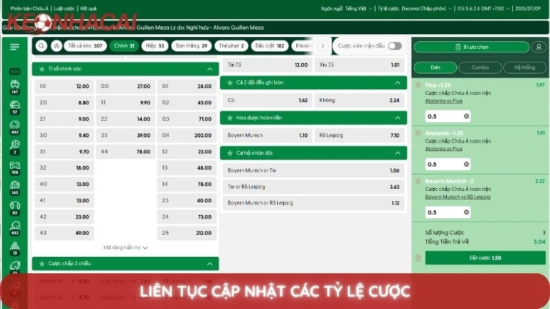 Kèo Nhà Cái Bundesliga 3 Liên tục cập nhật các tỷ lệ cược