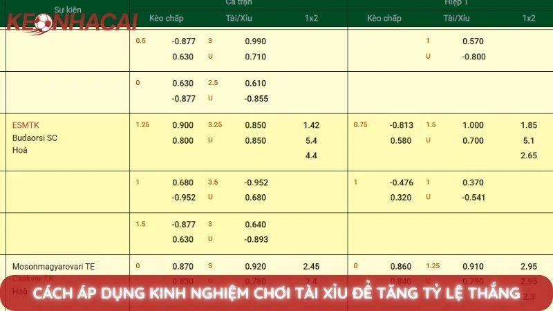 Kèo tài xỉu: Cách bắt kèo rung cực dính khi xem trực tiếp 4 Cách áp dụng kinh nghiệm chơi tài xỉu để tăng tỷ lệ thắng